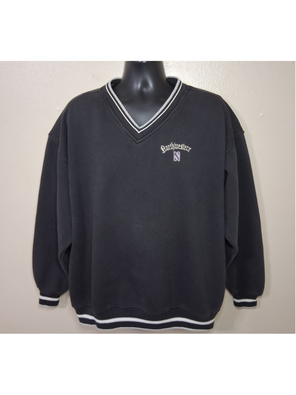 Vintage 90s Northwestern Wildcats Adult XL NCAA Sweatshirt Black Galt Sand HVWT